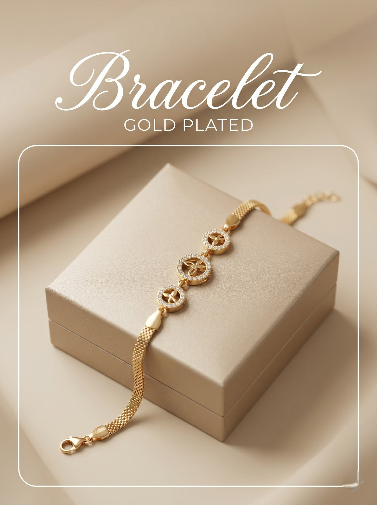 Gold Plated Stylish AD Studded Minimal Lightweight Bracelet