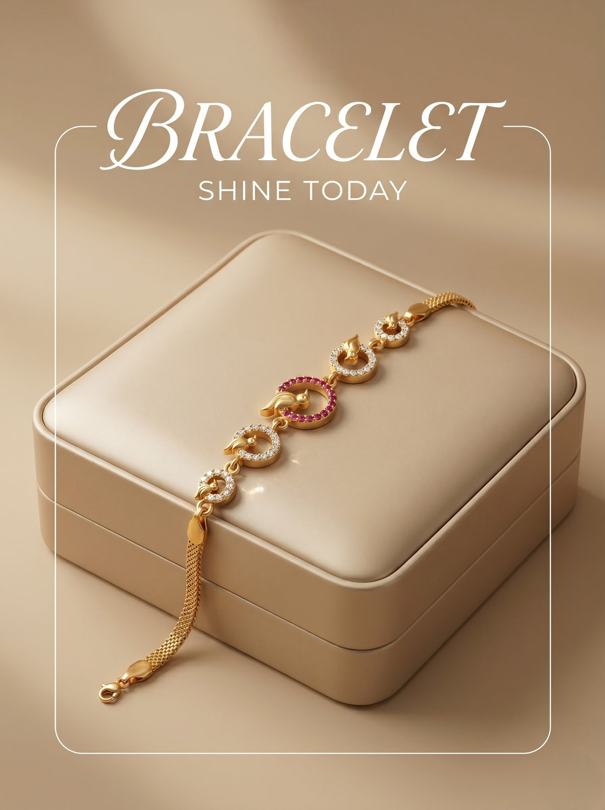 Gold Plated Stylish AD Studded Minimal Lightweight Bracelet