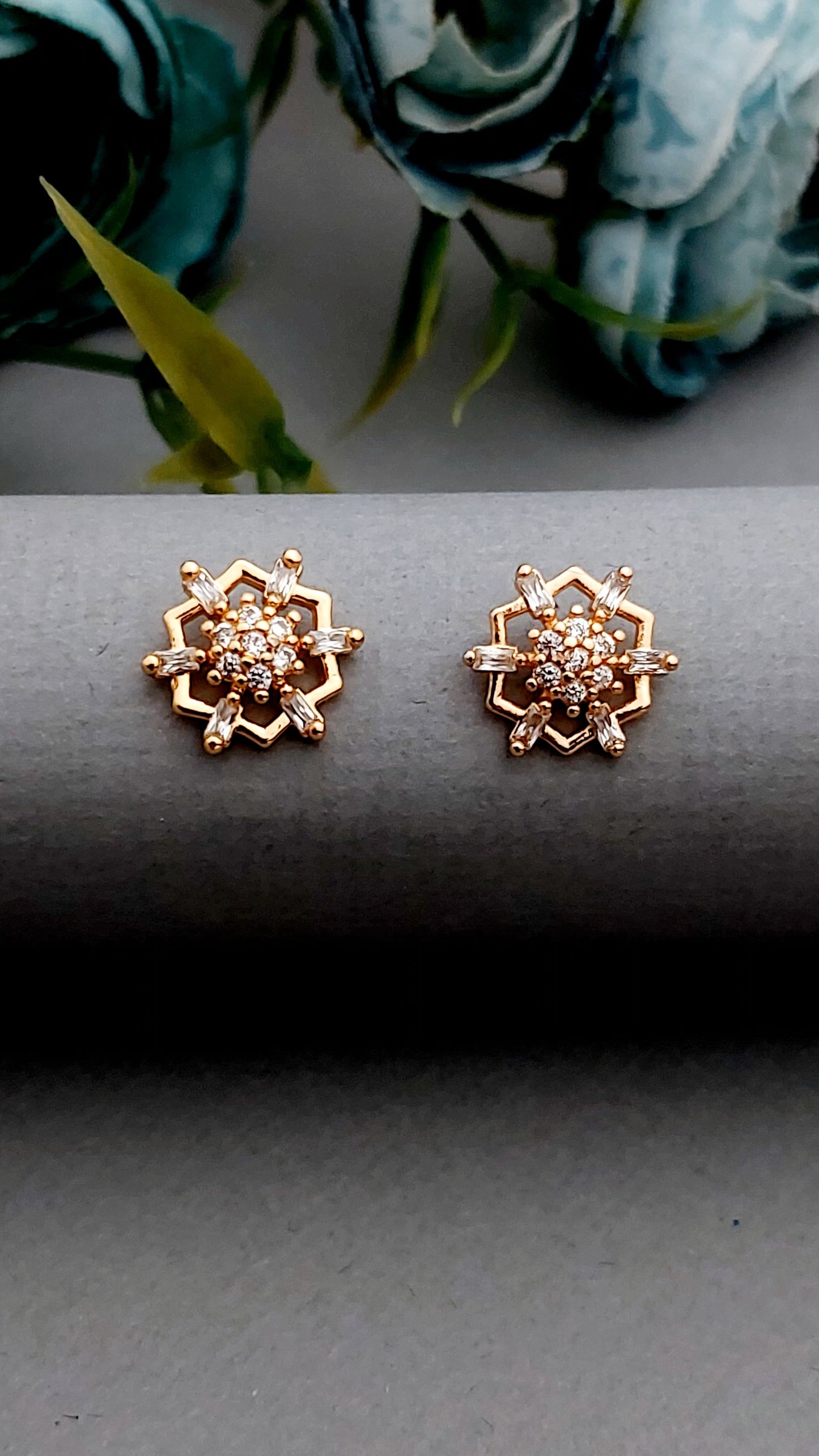Rosegold earrings,studs,earrings for women,tops for women,latest earring,partywear stud earring