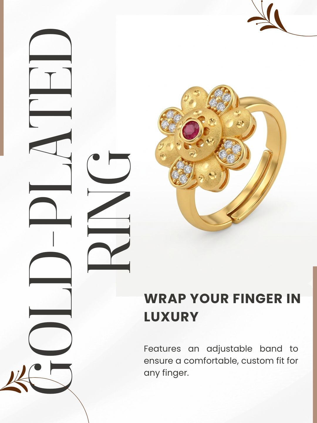 Elegant Gold-Toned Lightweight Designer Stylish Ring for Women and Girls
