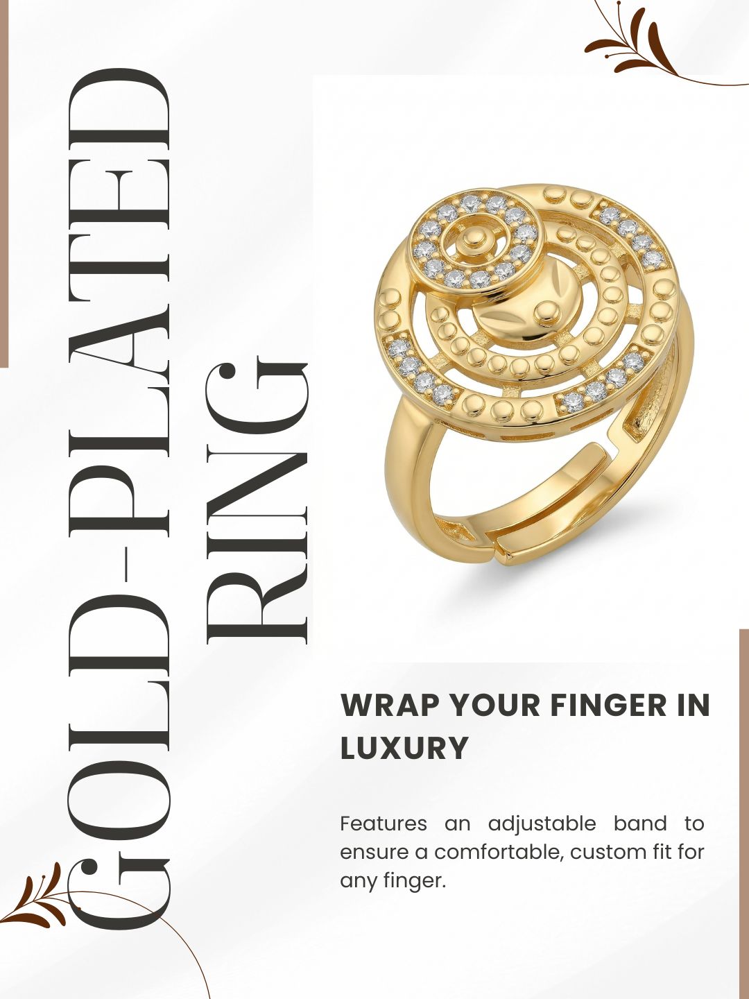 Elegant Gold-Toned Lightweight Designer Stylish Ring for Women and Girls