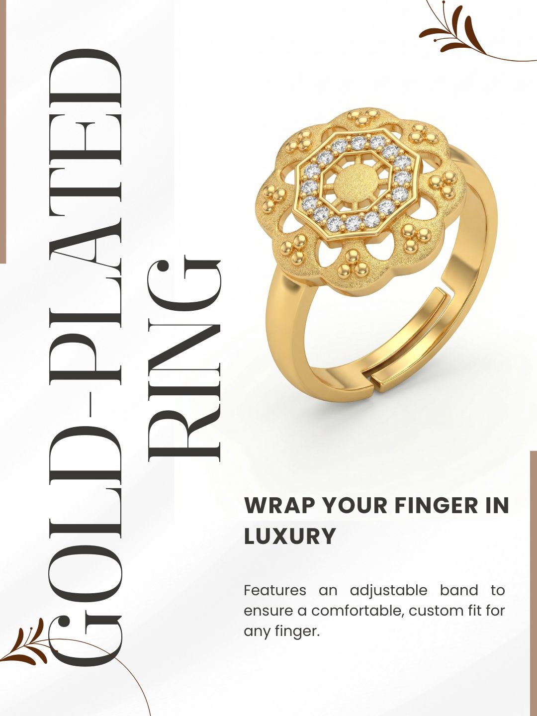 Elegant Gold-Toned Lightweight Designer Stylish Ring for Women and Girls