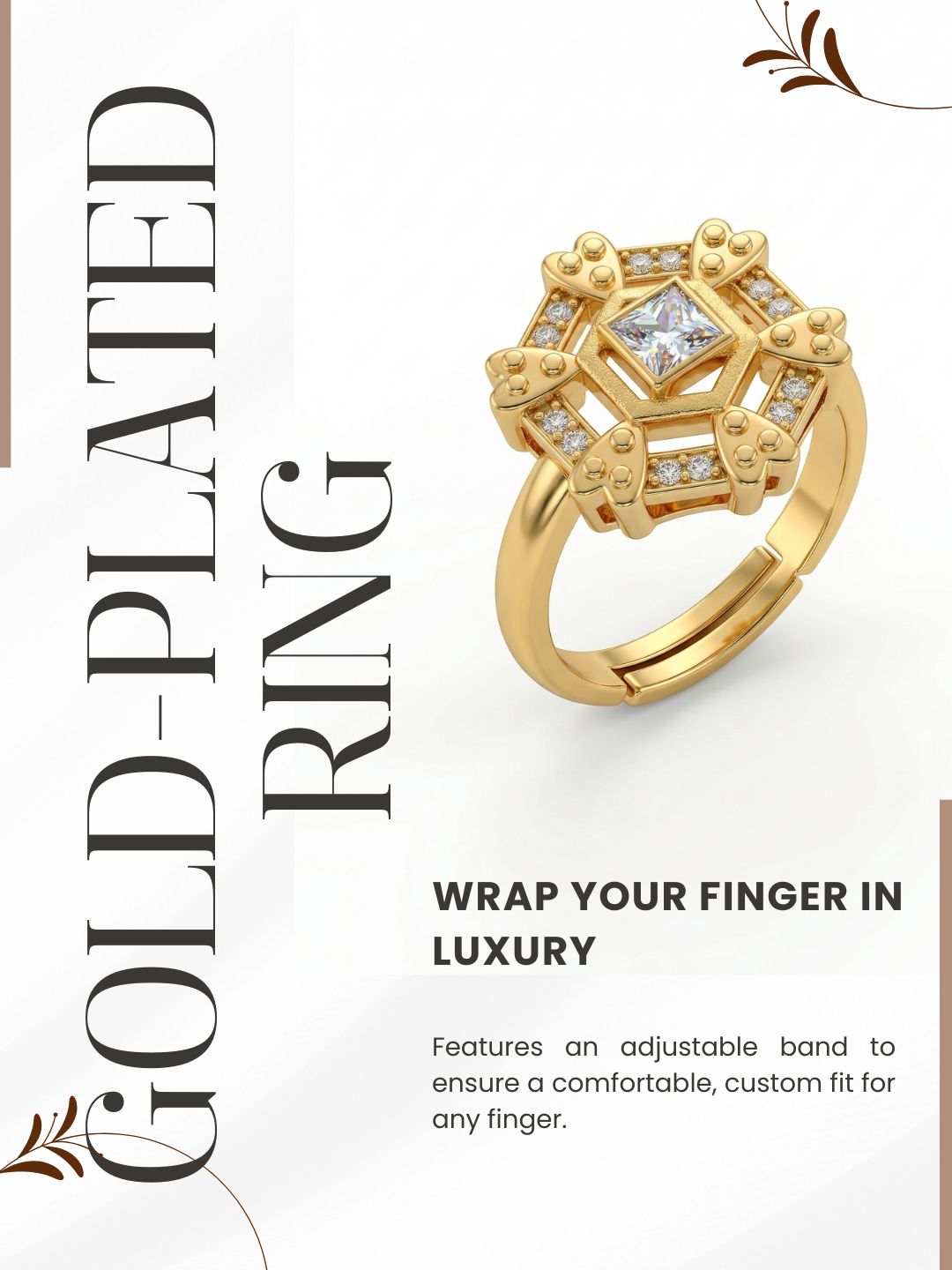 Elegant Gold-Toned Lightweight Designer Stylish Ring for Women and Girls