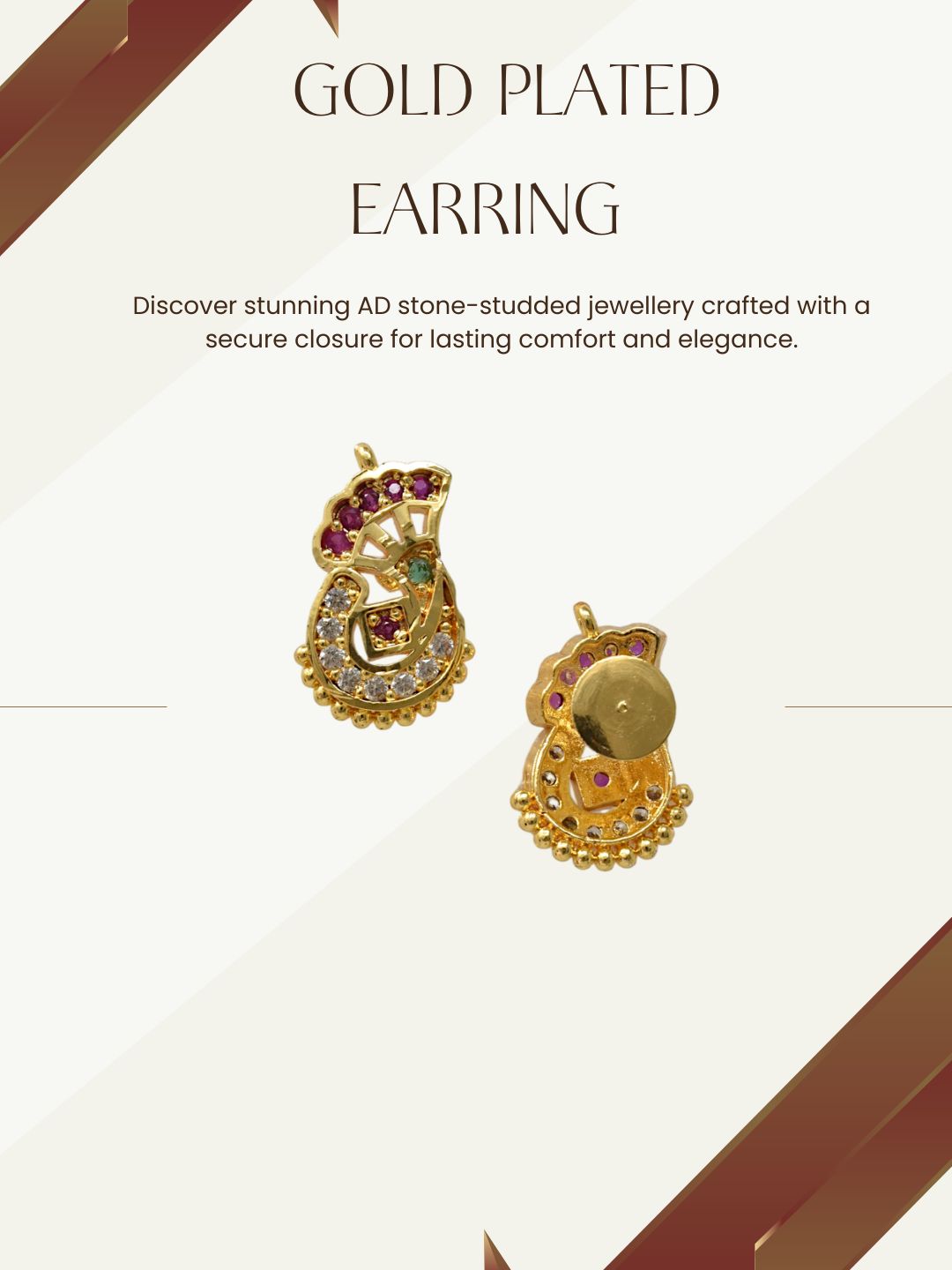 Women Gold-Toned Traditional Stone Studded Ethnic Earrings