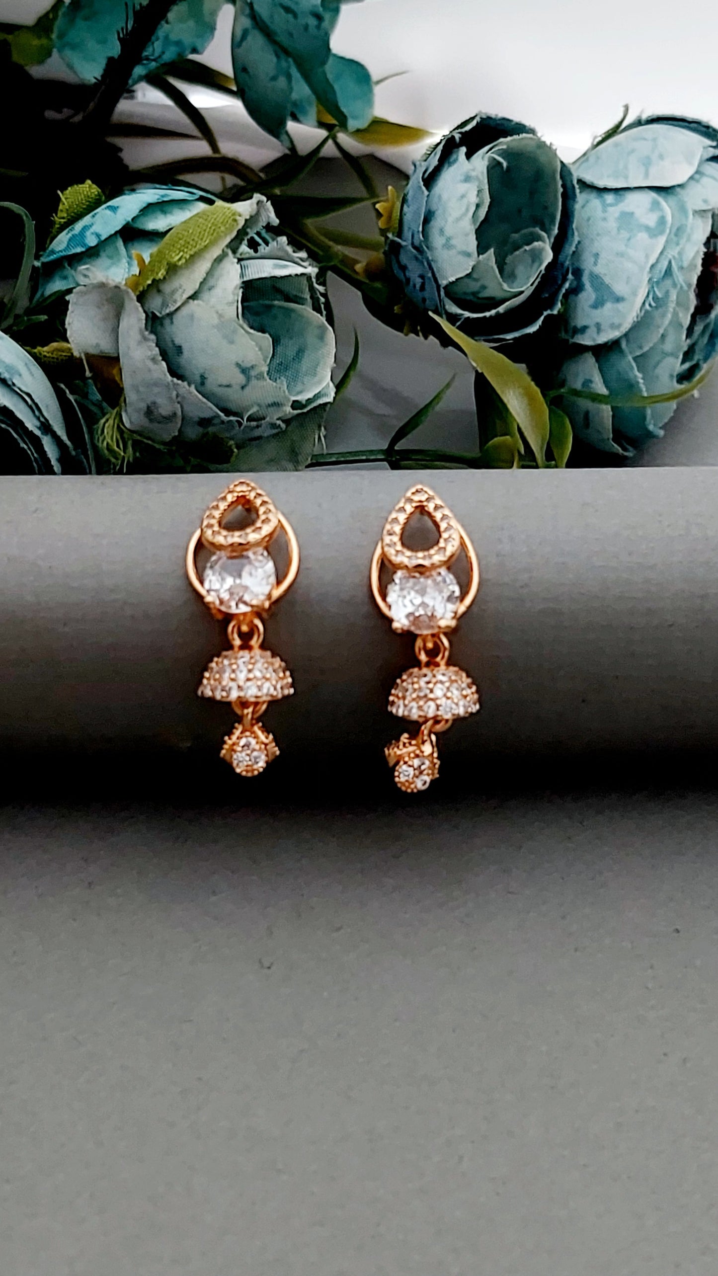 Rosegold earrings,studs,earrings for women,tops for women,latest earring,partywear stud earring
