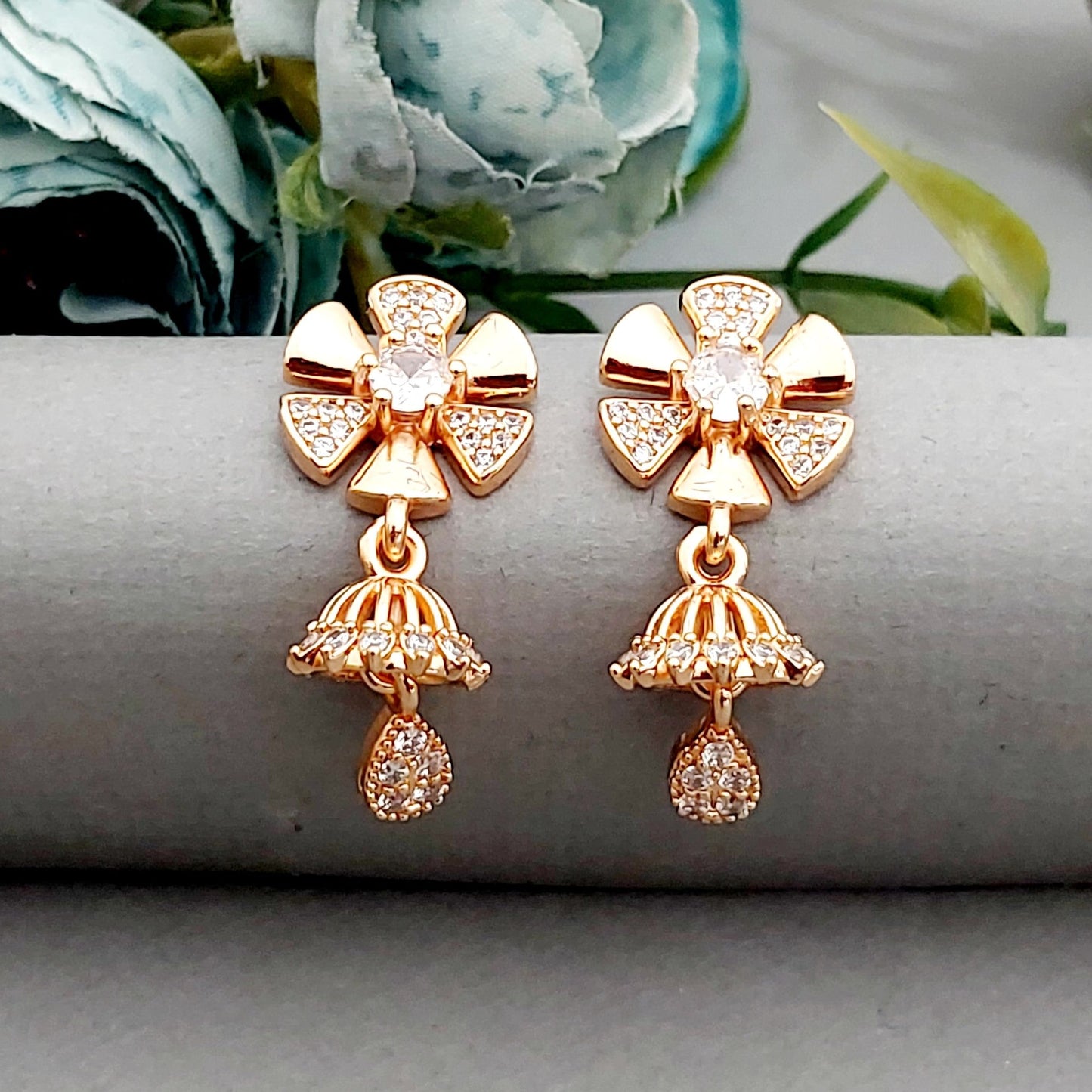 Rosegold earrings,studs,earrings for women,tops for women,latest earring,partywear stud earring