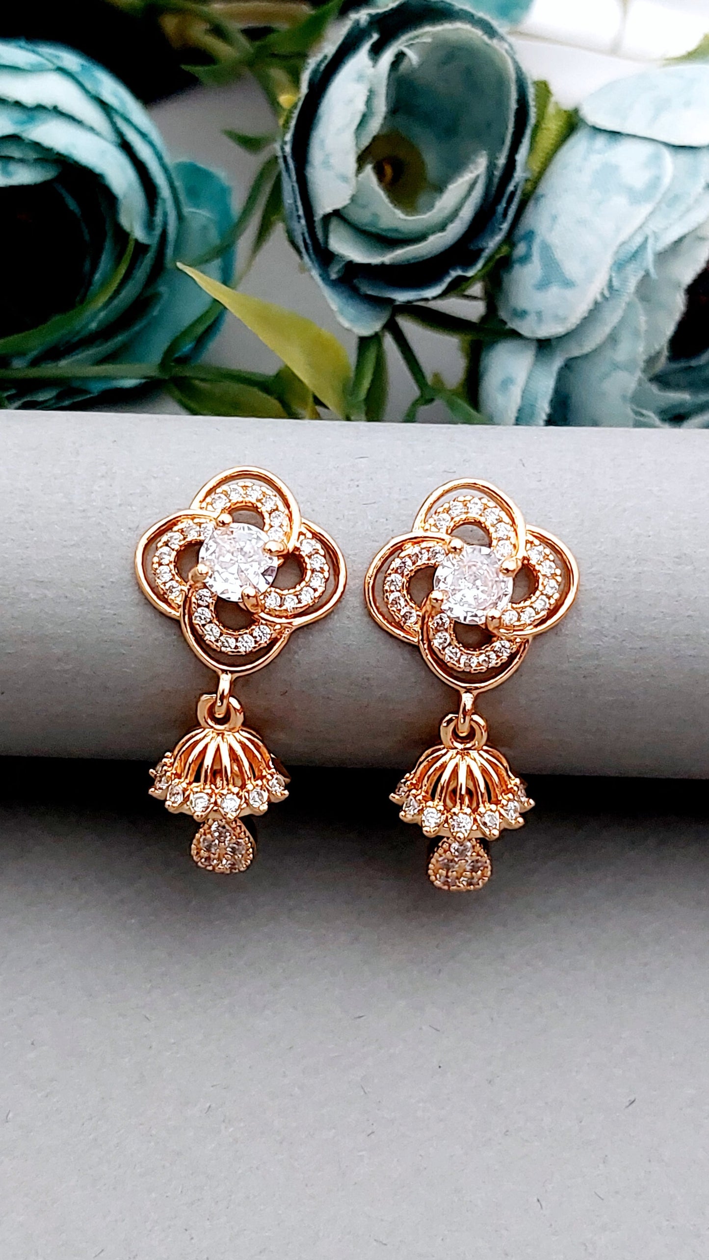 Rosegold earrings,studs,earrings for women,tops for women,latest earring,partywear stud earring