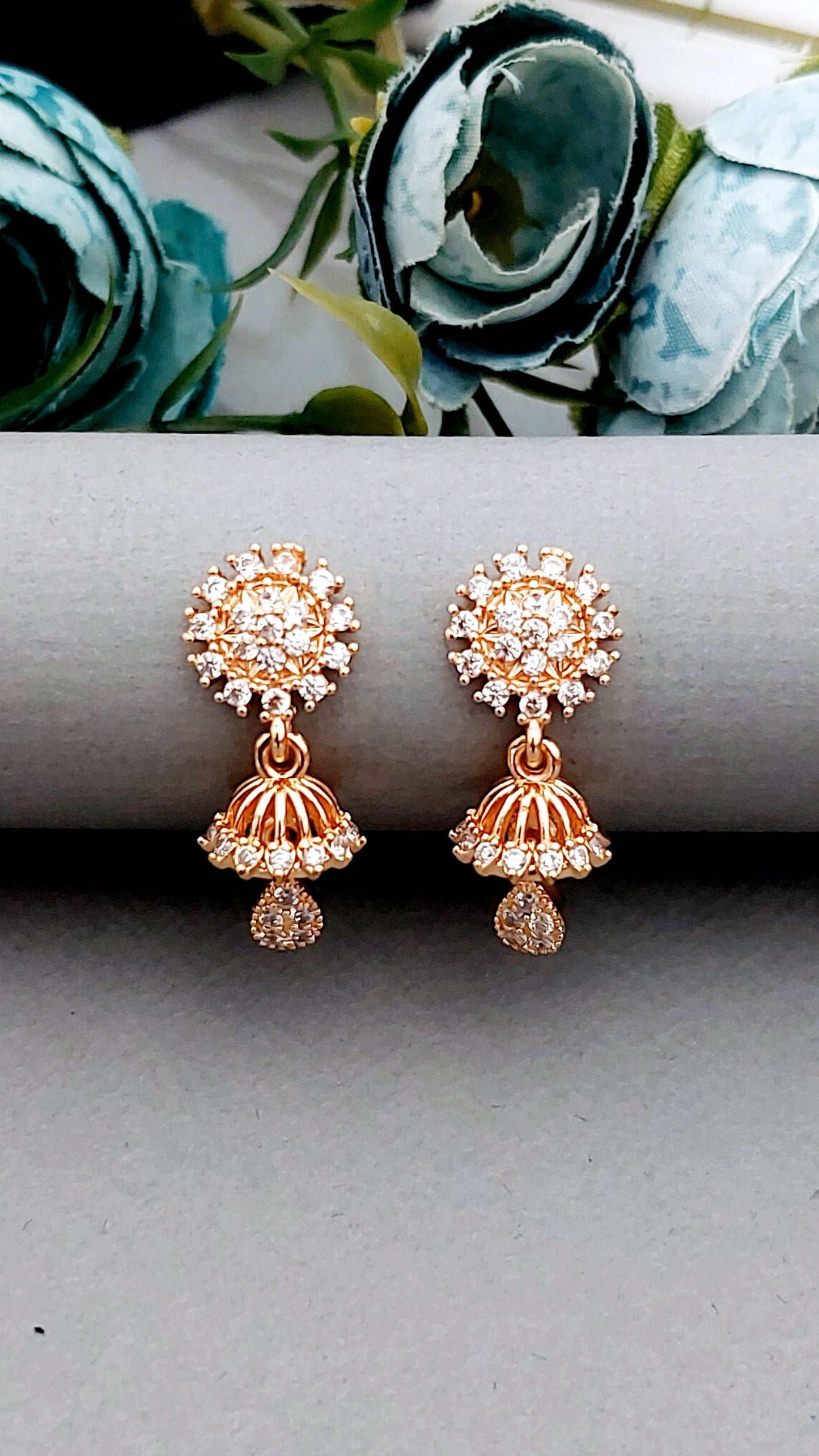 Rosegold earrings,studs,earrings for women,tops for women,latest earring,partywear stud earring