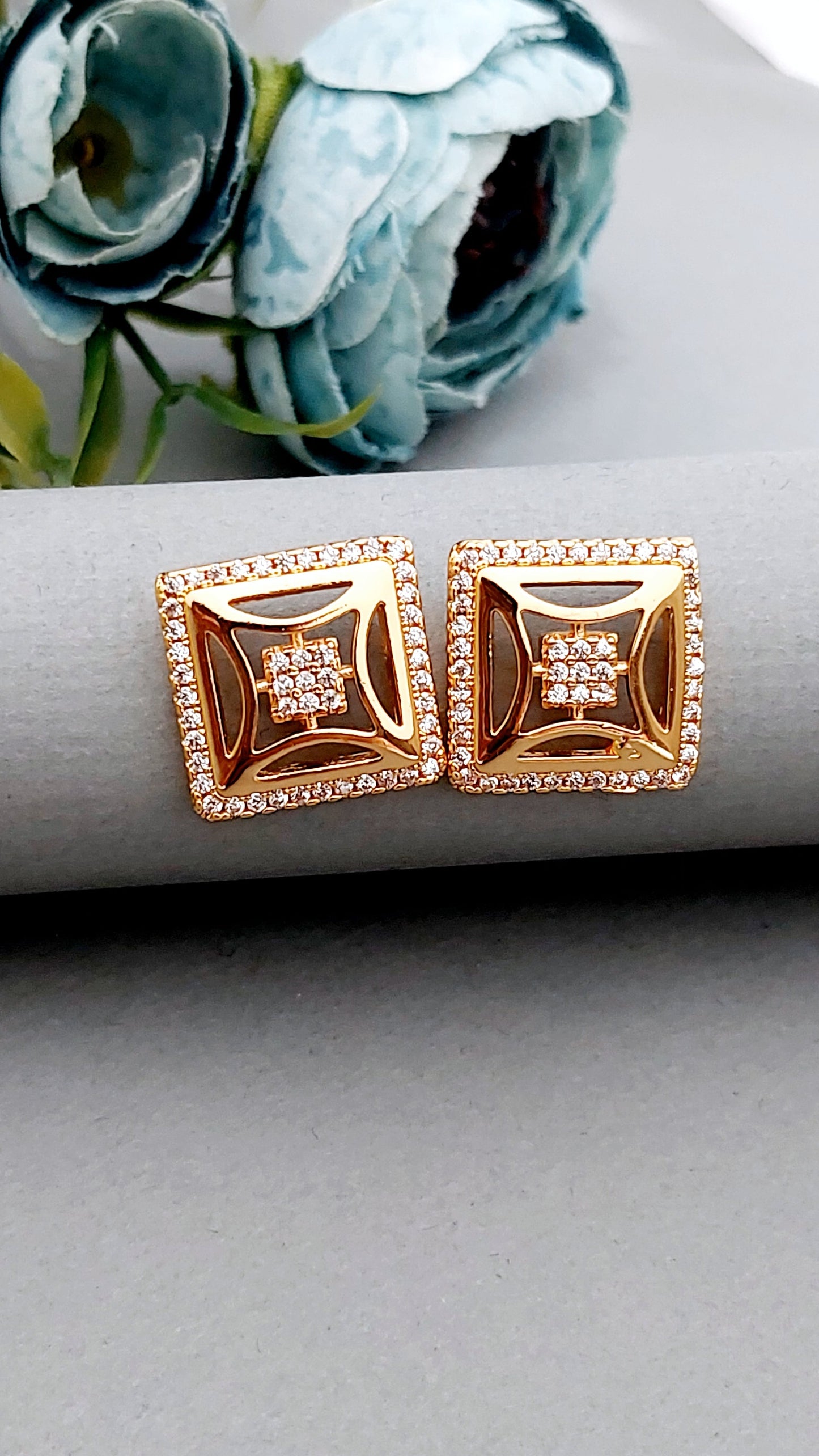 Rosegold earrings,studs,earrings for women,tops for women,latest earring,partywear stud earring