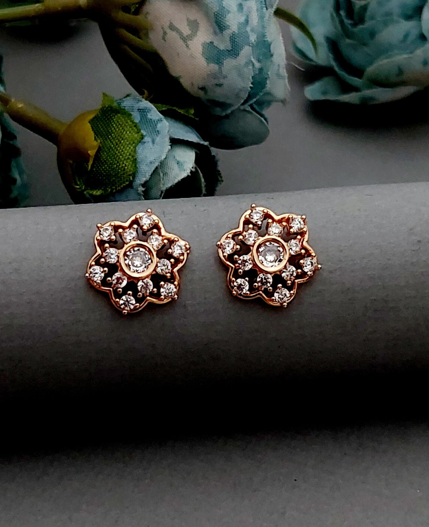Rosegold earrings,studs,earrings for women,tops for women,latest earring,partywear stud earring