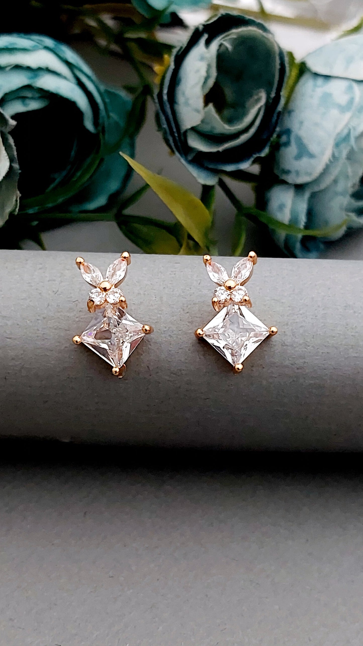 Rosegold earrings,studs,earrings for women,tops for women,latest earring,partywear stud earring