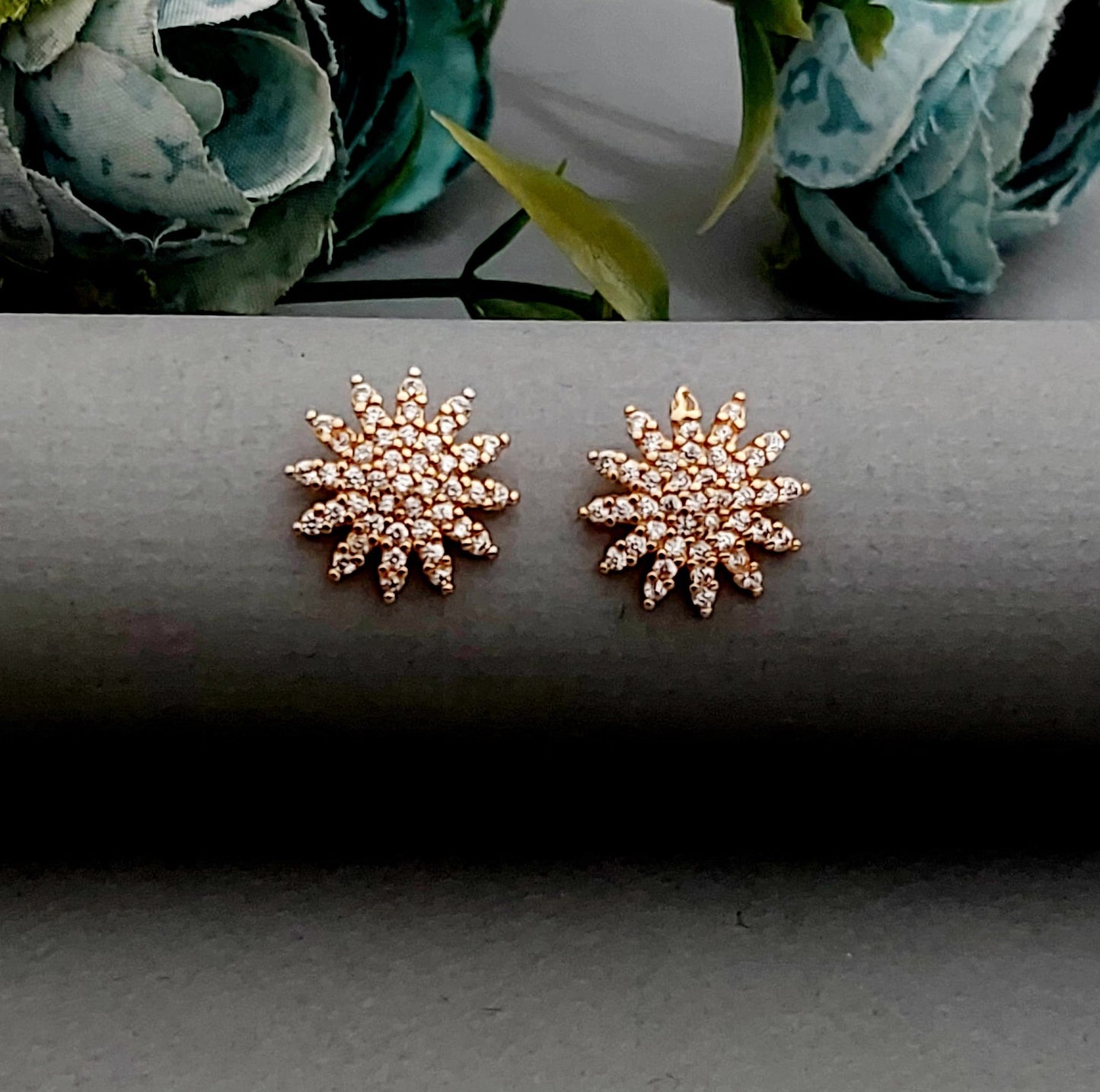 Rosegold earrings,studs,earrings for women,tops for women,latest earring,partywear stud earring
