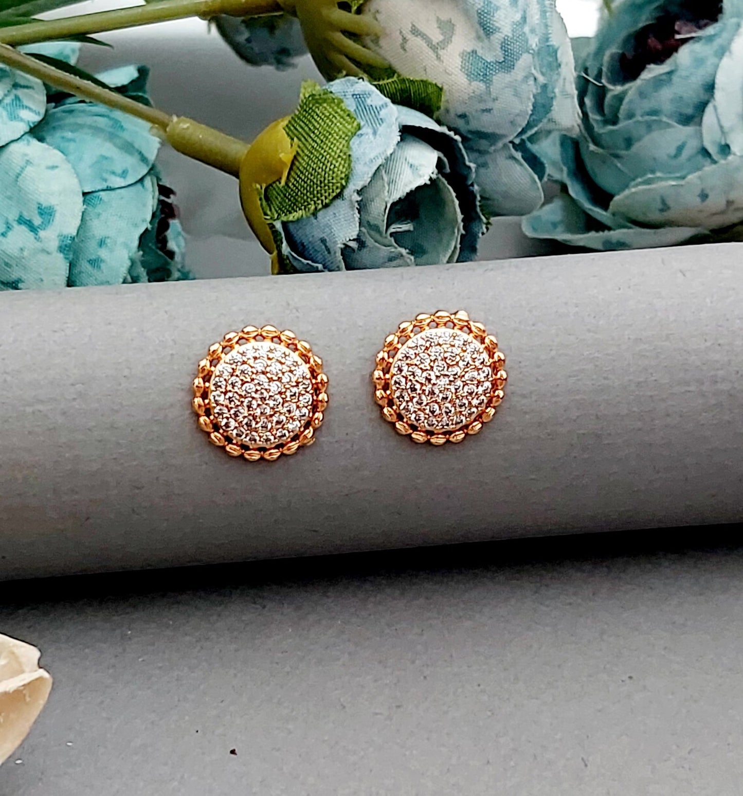 Rosegold earrings,studs,earrings for women,tops for women,latest earring,partywear stud earring