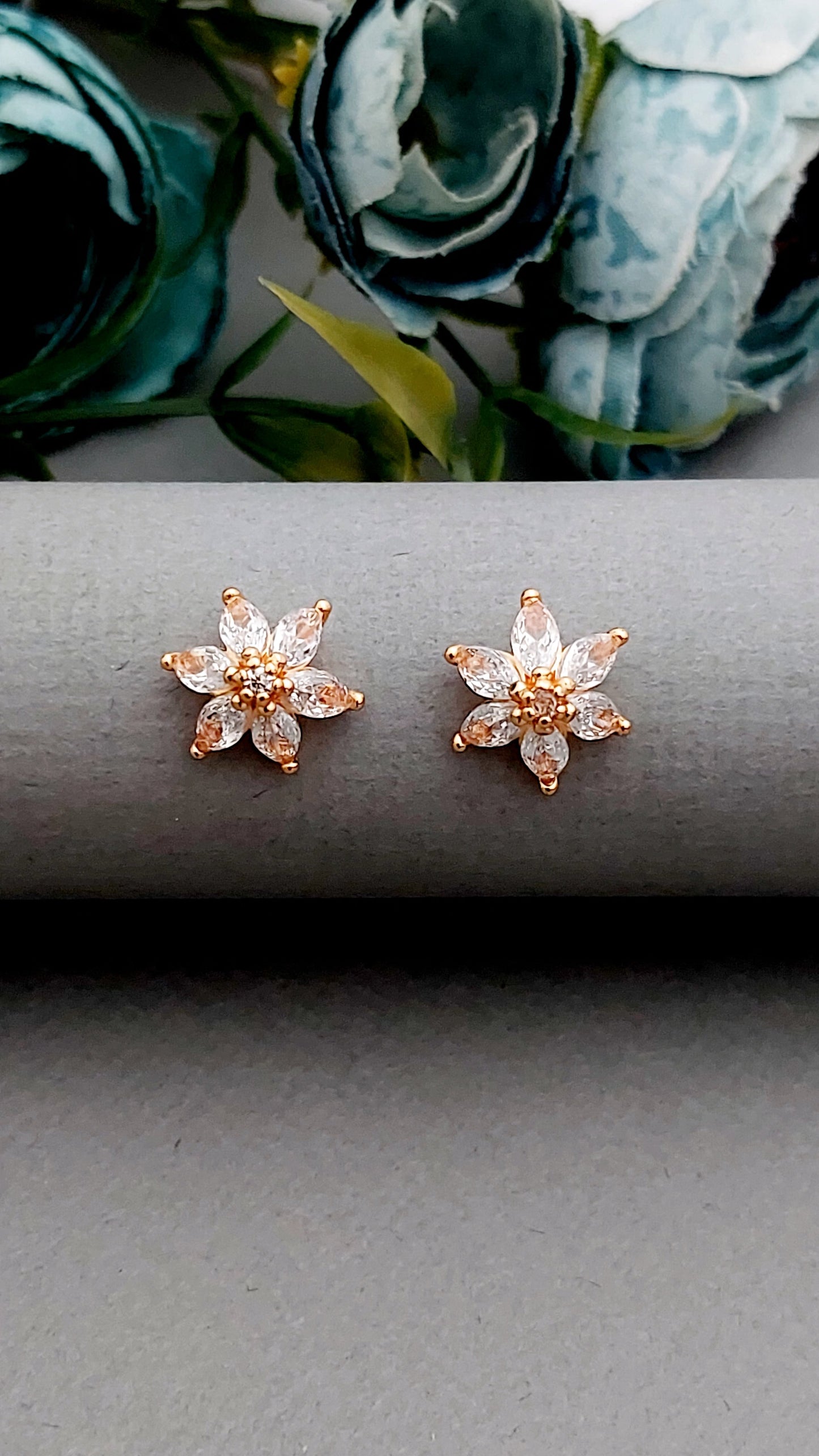 Rosegold earrings,studs,earrings for women,tops for women,latest earring,partywear stud earring