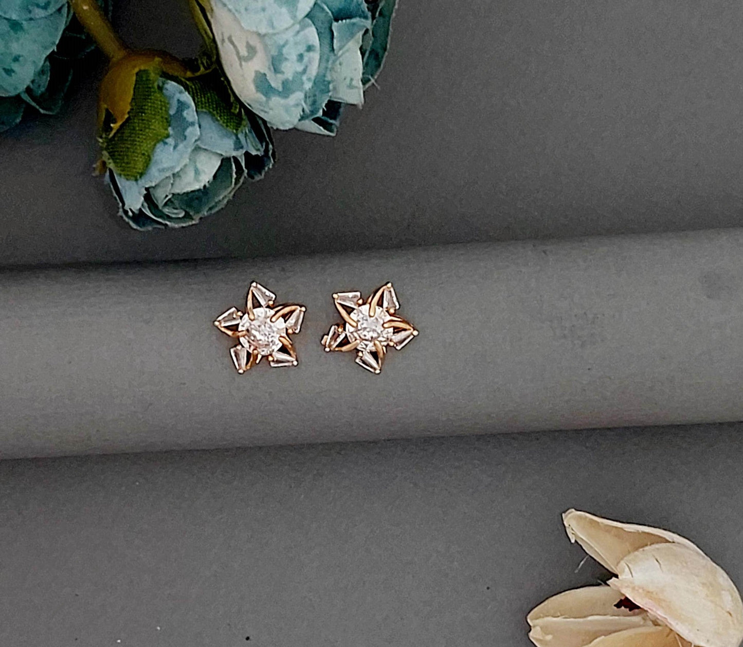 Rosegold earrings,studs,earrings for women,tops for women,latest earring,partywear stud earring