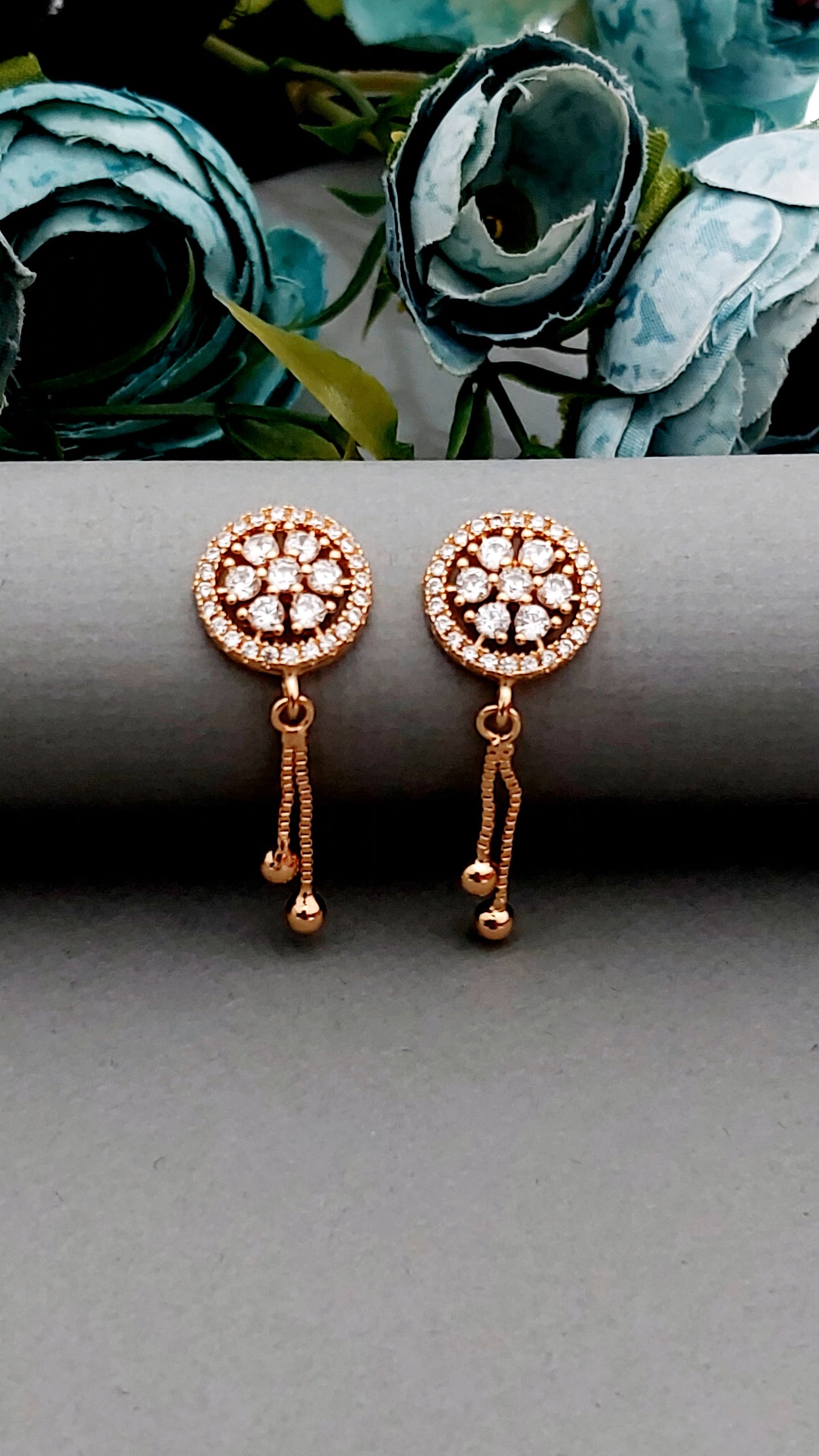 Rosegold earrings,studs,earrings for women,tops for women,latest earring,partywear stud earring
