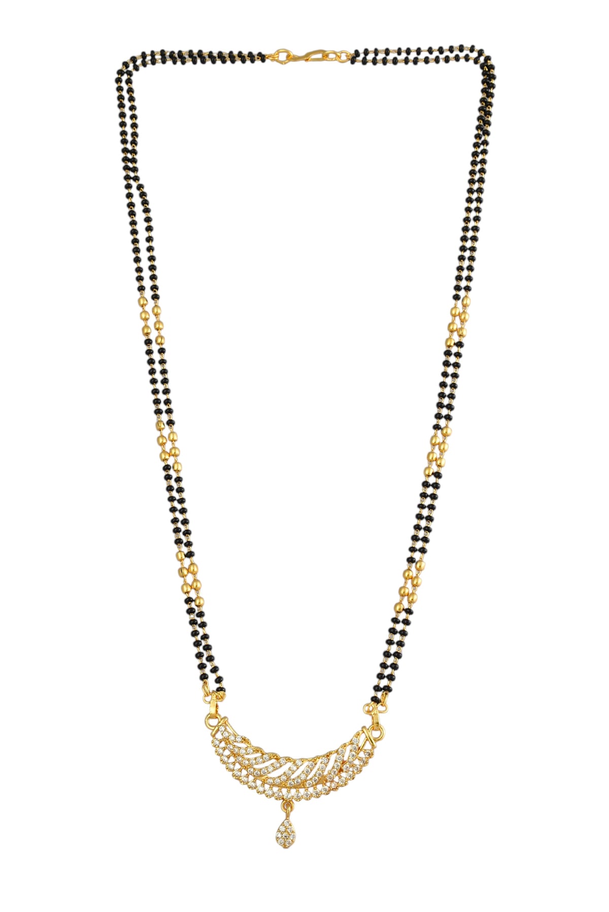Gold Plated AD Studded Stylish Double Chain Mangalsutra for Women