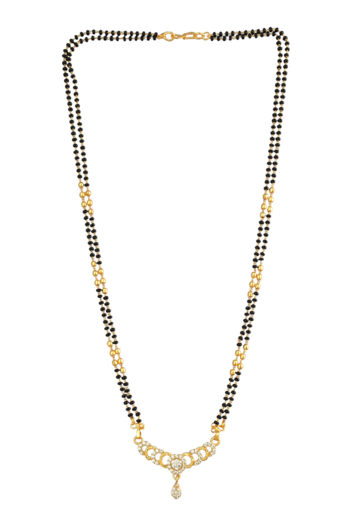 Gold Plated AD Studded Stylish Double Chain Mangalsutra for Women