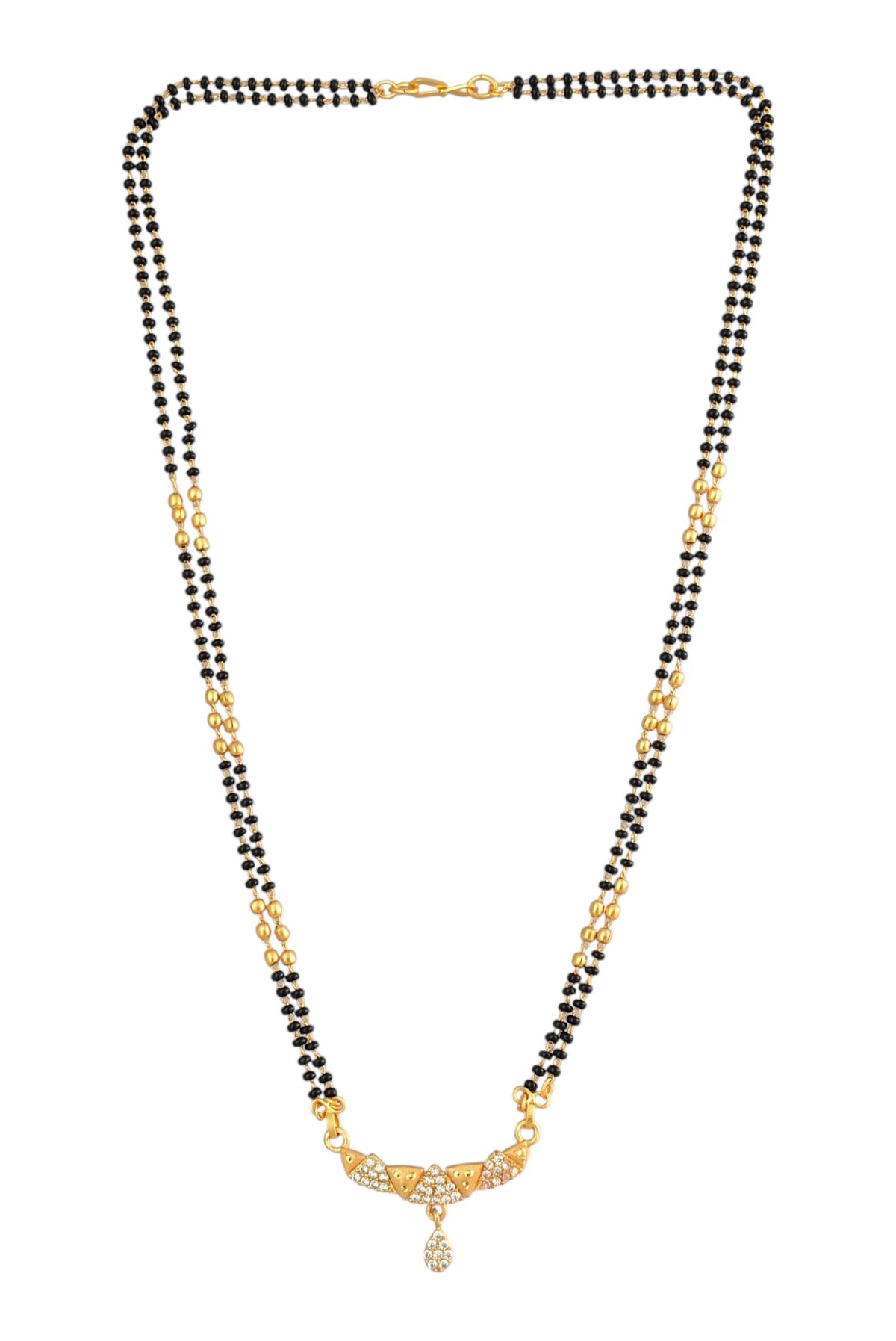 Gold Plated AD Studded Stylish Double Chain Mangalsutra for Women