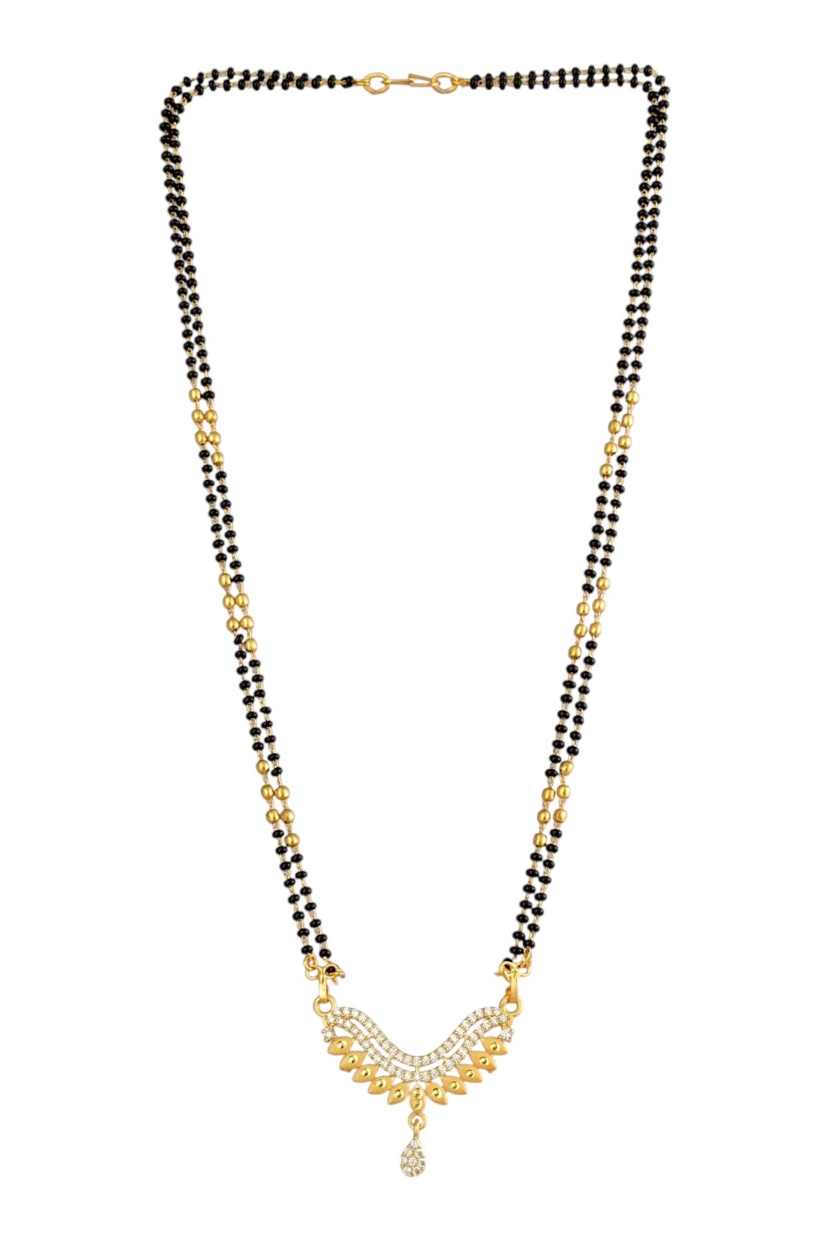 Gold Plated AD Studded Stylish Double Chain Mangalsutra for Women