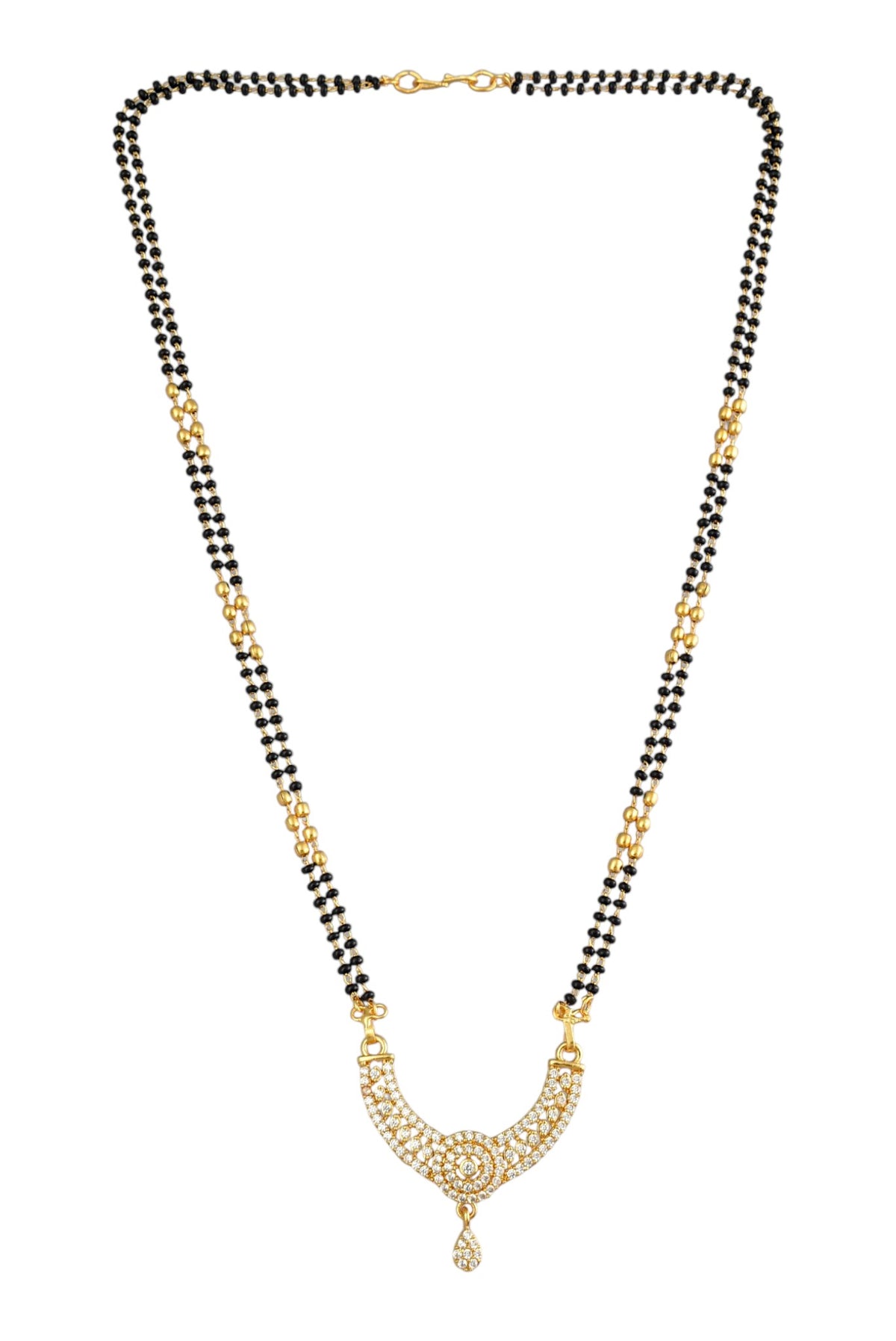 Gold Plated AD Studded Stylish Double Chain Mangalsutra for Women