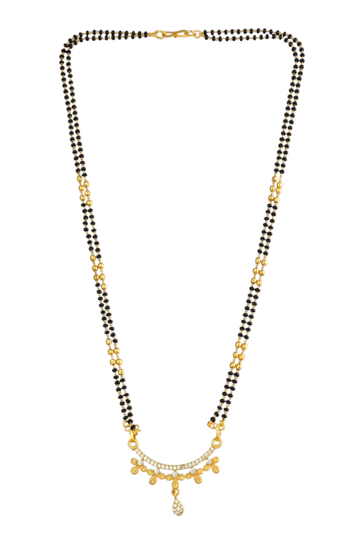 Gold Plated AD Studded Stylish Double Chain Mangalsutra for Women