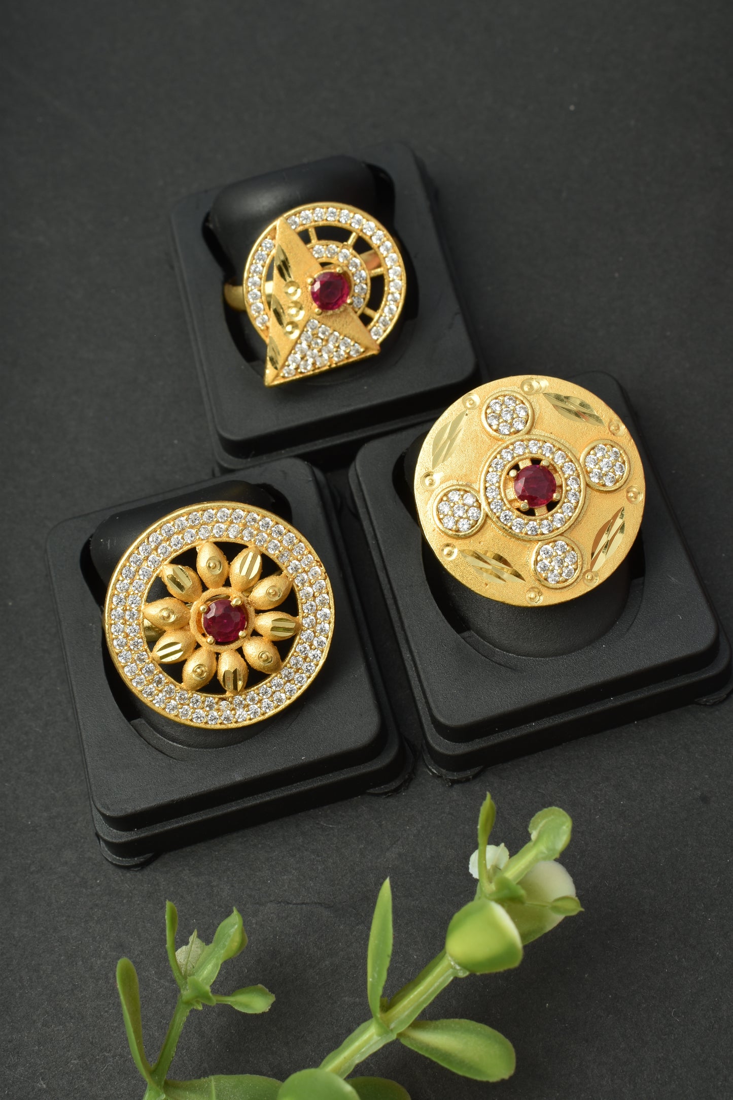 Women's Traditional Ethnic Combo of 3 Statement Ring