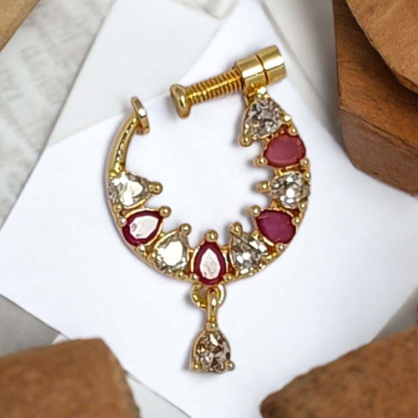 nath,nathni nosepin,nosering,no need piercing nath,screwed nosepin