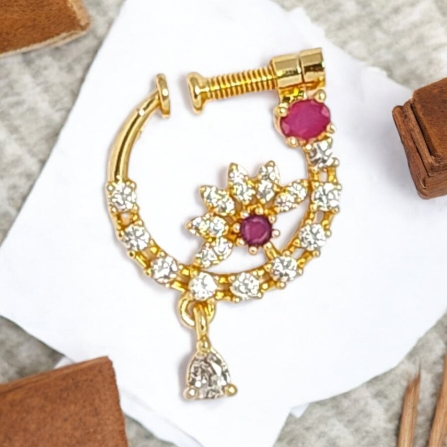 nath,nathni nosepin,nosering,no need piercing nath,screwed nosepin