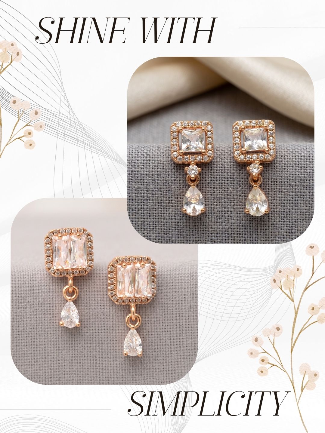 Elegant Sparkling Stone Stud Earrings Combo for Women and Girls