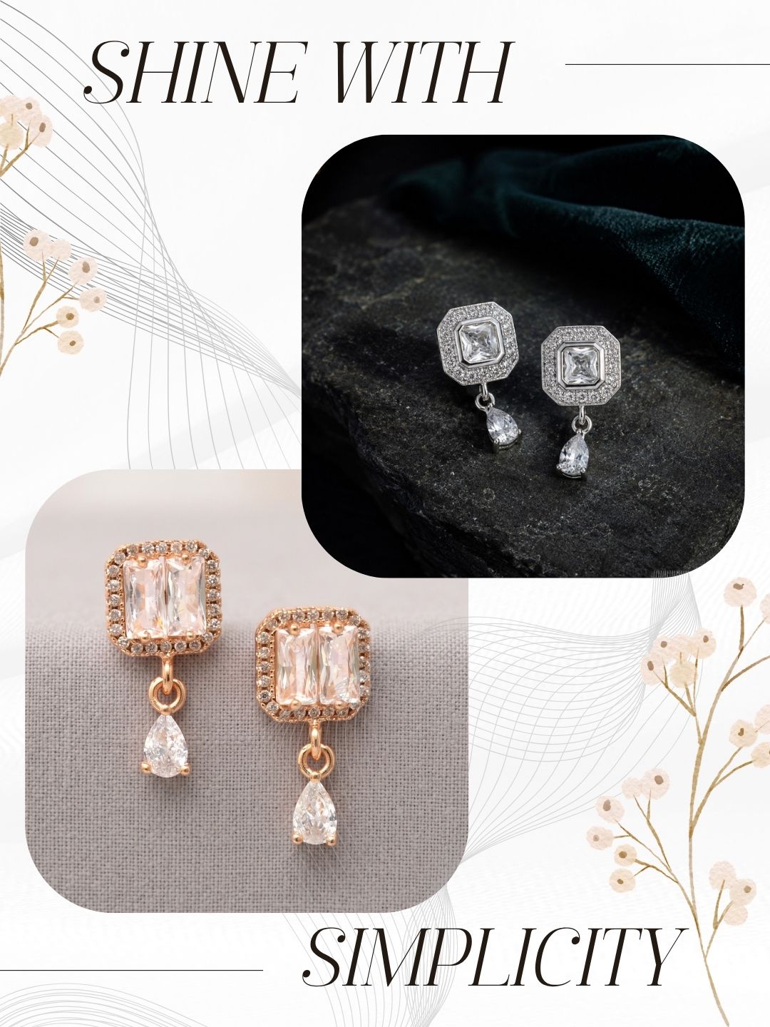 Elegant Sparkling Stone Stud Earrings Combo for Women and Girls