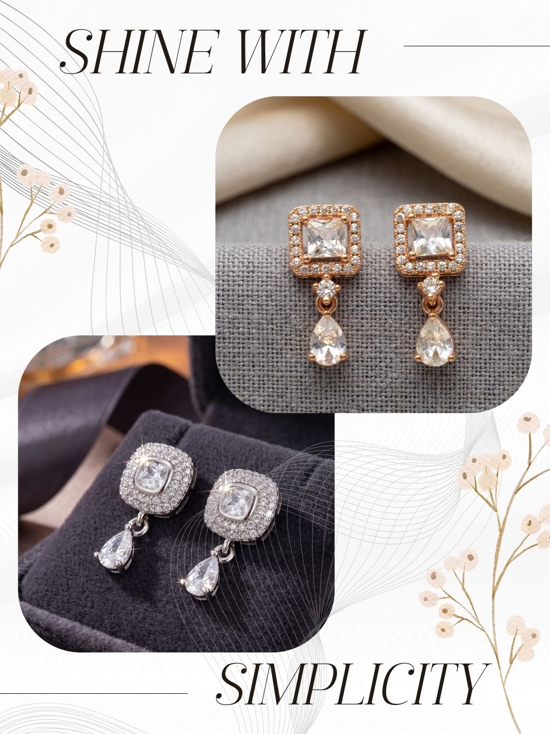 Elegant Sparkling Stone Stud Earrings Combo for Women and Girls
