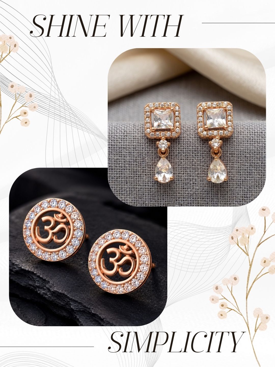 Elegant Sparkling Stone Stud Earrings Combo for Women and Girls