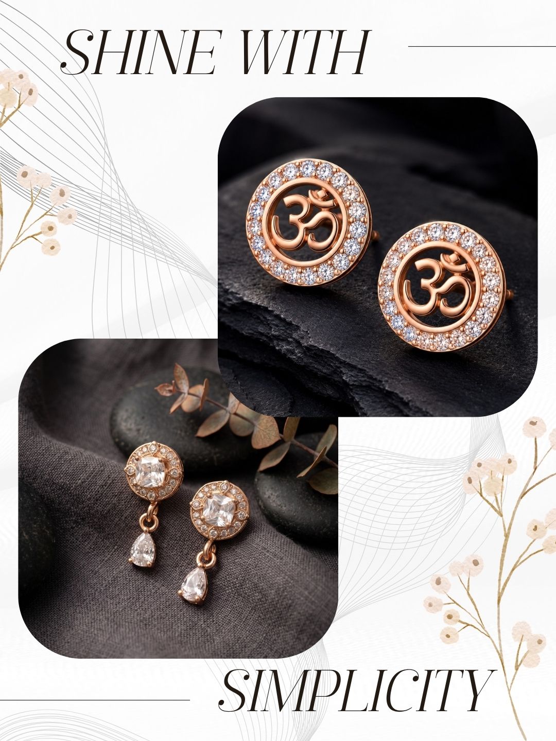 Elegant Sparkling Stone Stud Earrings Combo for Women and Girls