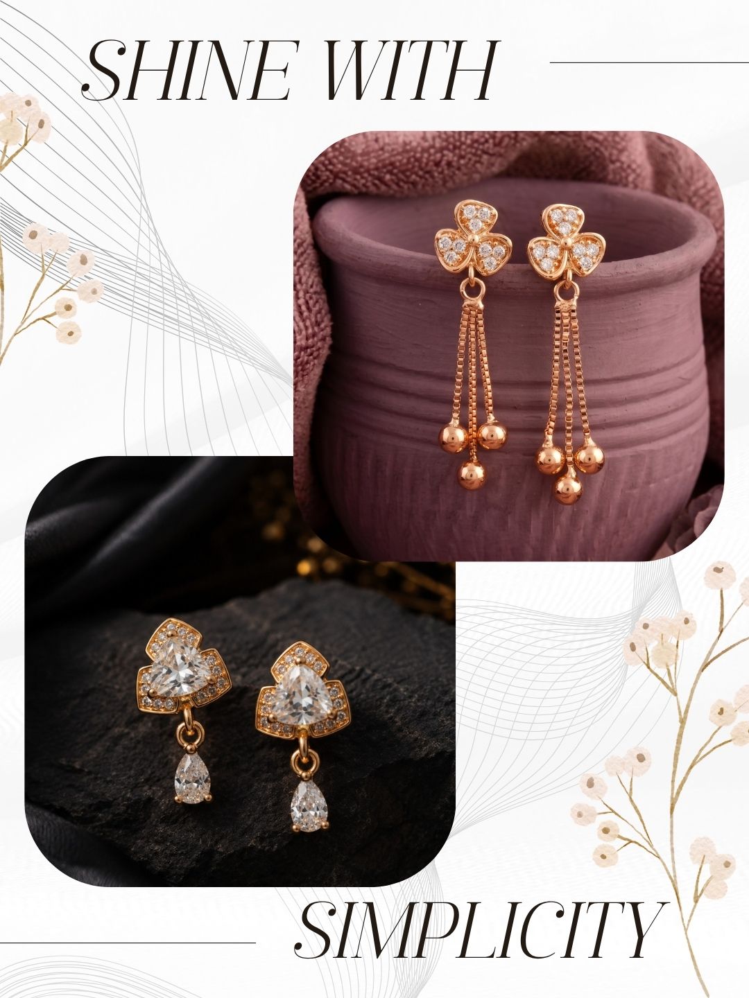 Elegant Sparkling Stone Stud Earrings Combo for Women and Girls