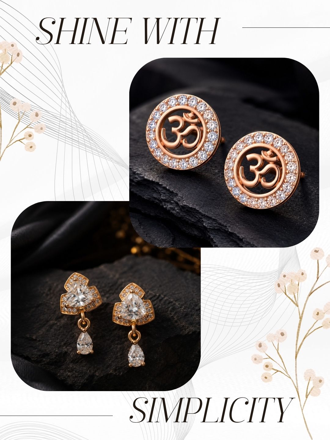 Elegant Sparkling Stone Stud Earrings Combo for Women and Girls
