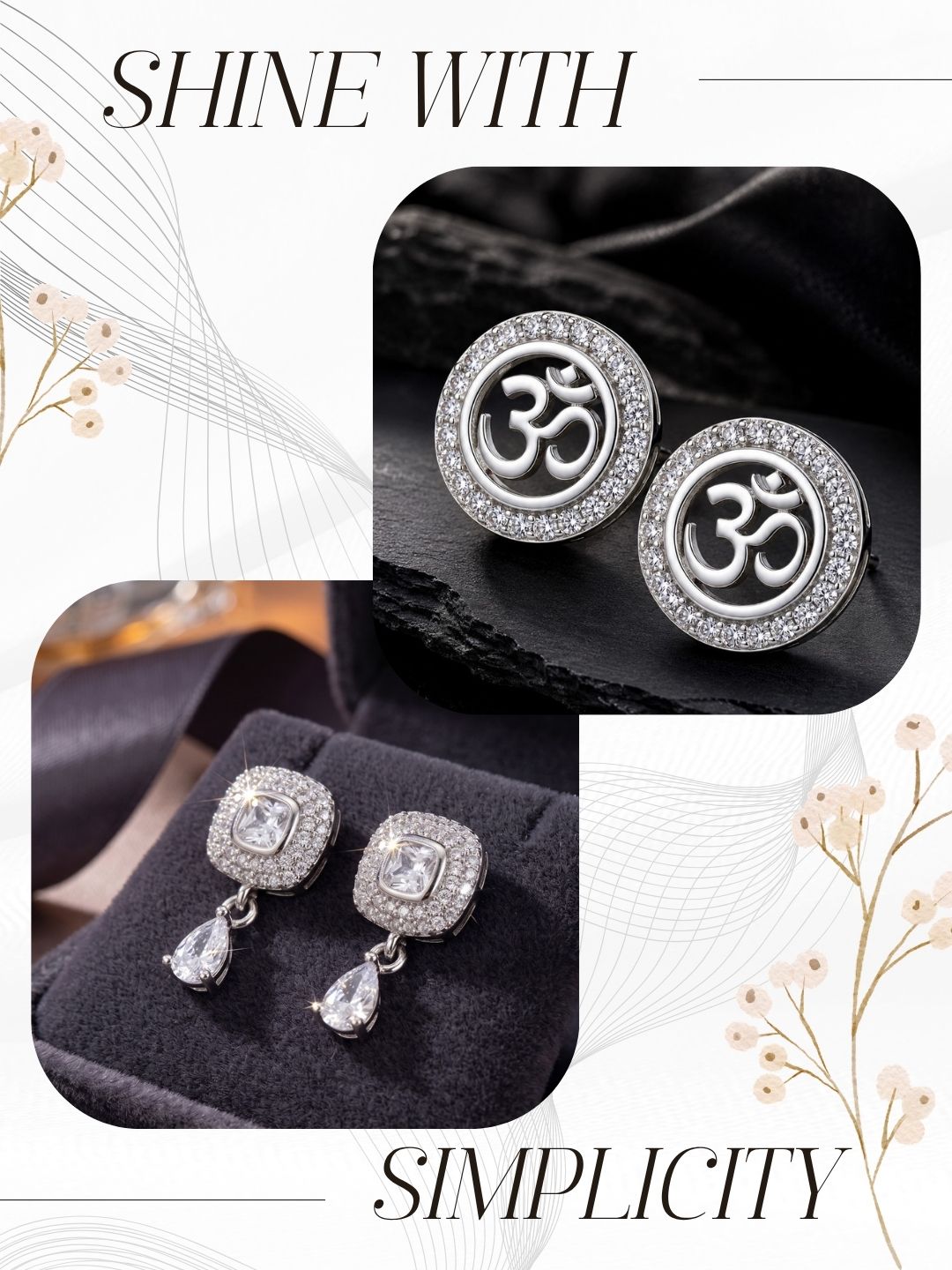 Elegant Sparkling Stone Stud Earrings Combo for Women and Girls