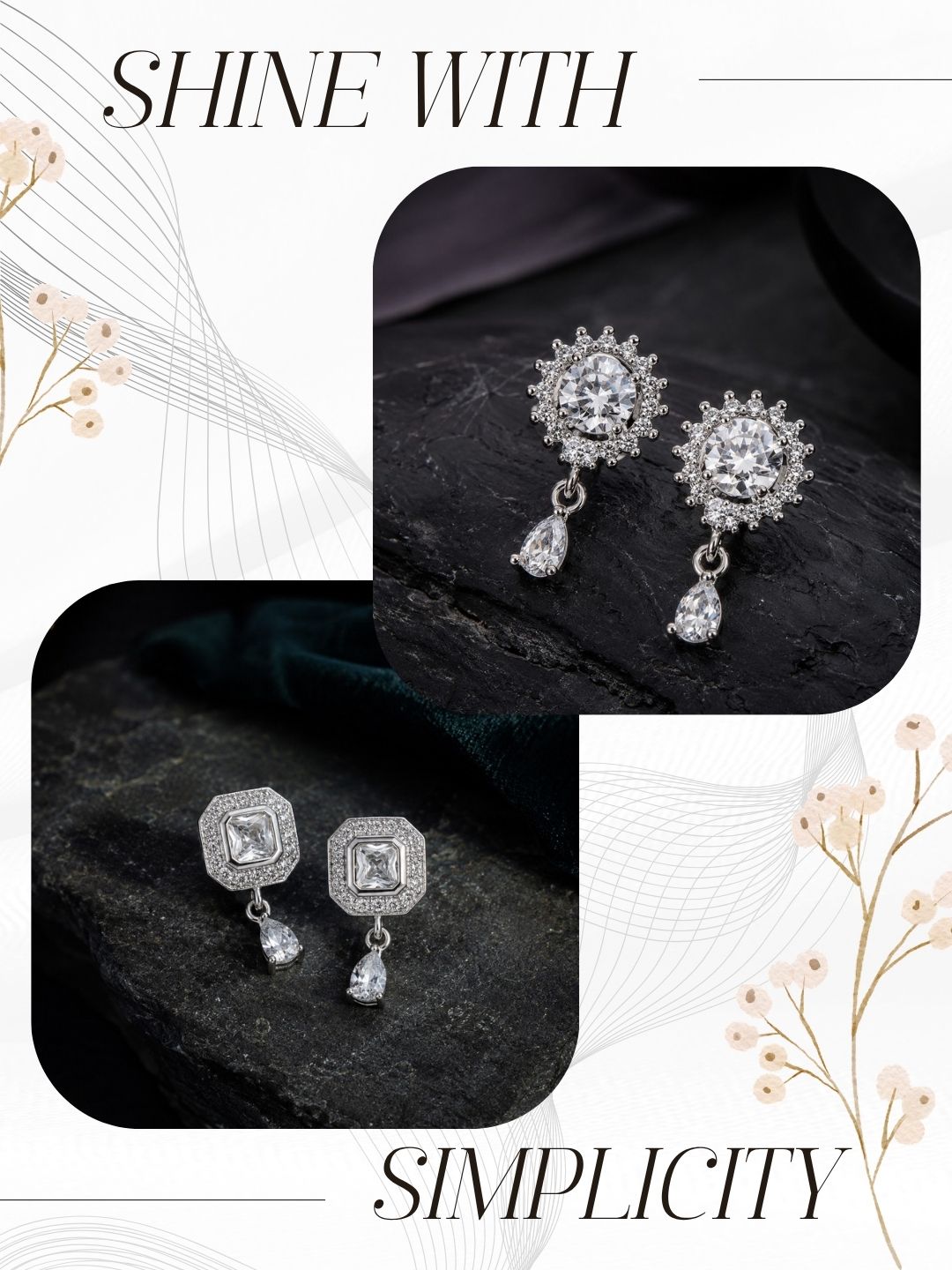 Elegant Sparkling Stone Stud Earrings Combo for Women and Girls