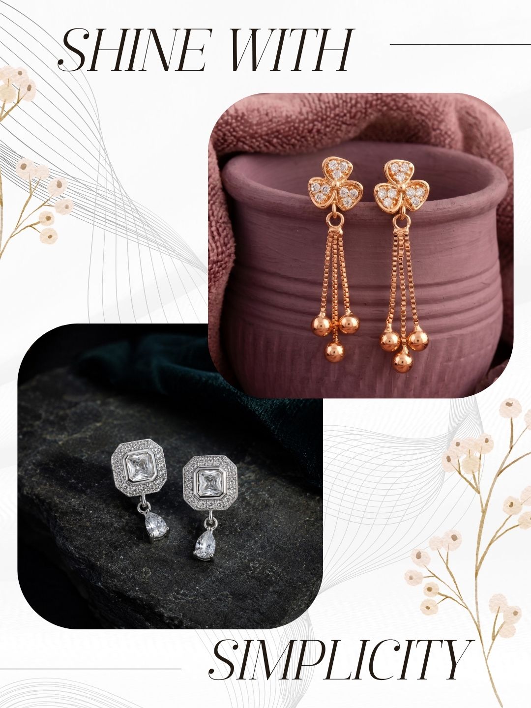 Elegant Sparkling Stone Stud Earrings Combo for Women and Girls