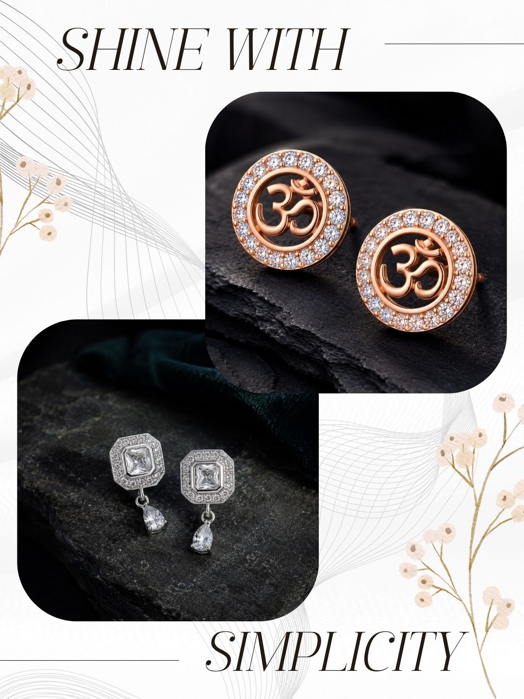 Elegant Sparkling Stone Stud Earrings Combo for Women and Girls