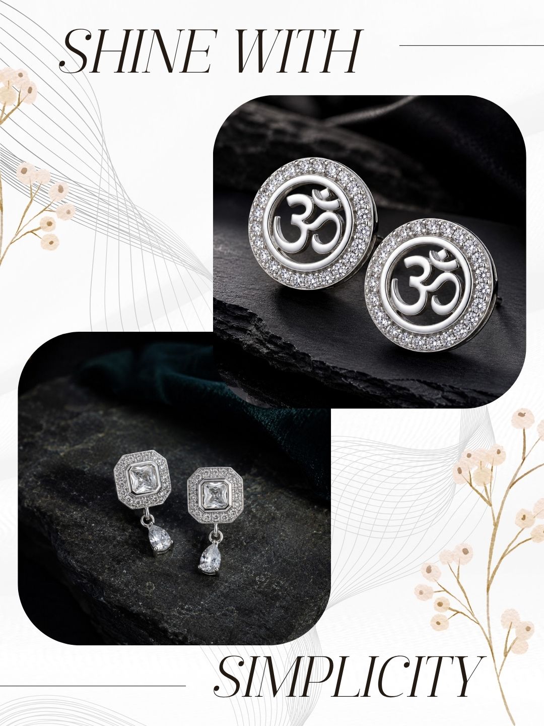 Elegant Sparkling Stone Stud Earrings Combo for Women and Girls