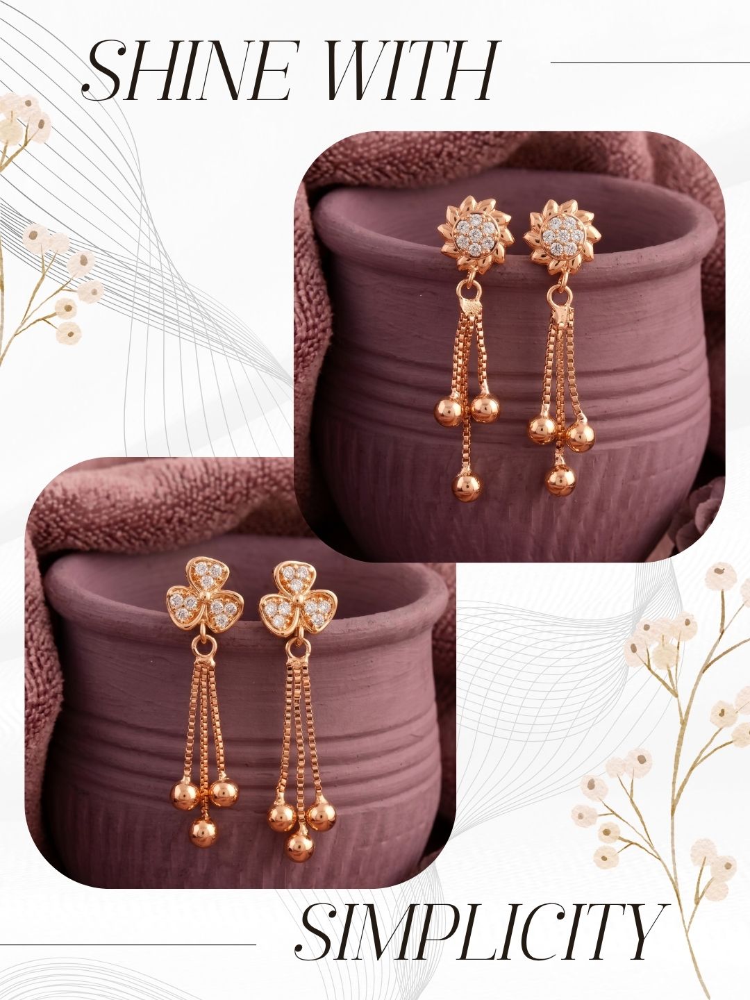Elegant Sparkling Stone Stud Earrings Combo for Women and Girls