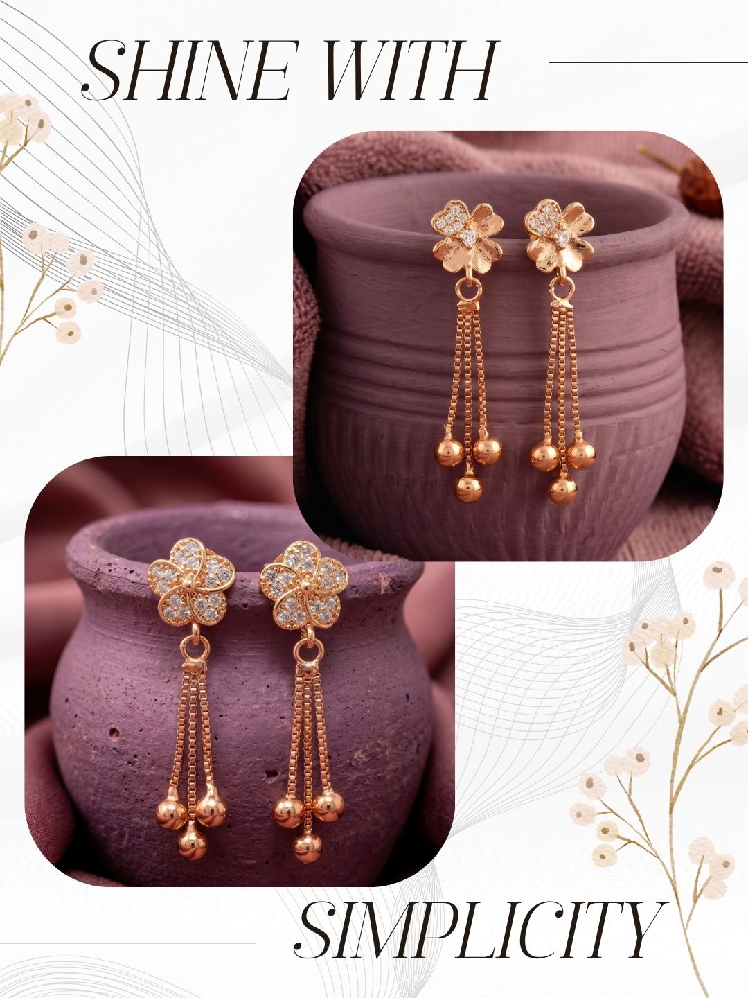 Elegant Sparkling Stone Stud Earrings Combo for Women and Girls