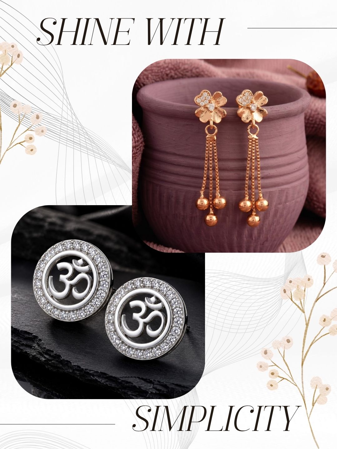 Elegant Sparkling Stone Stud Earrings Combo for Women and Girls
