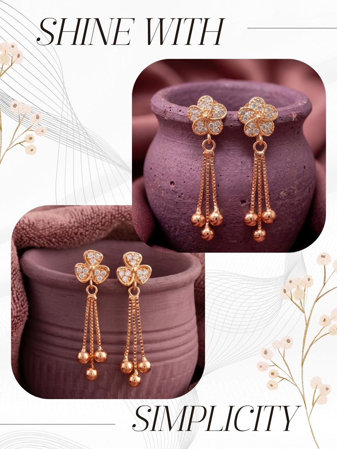 Elegant Sparkling Stone Stud Earrings Combo for Women and Girls