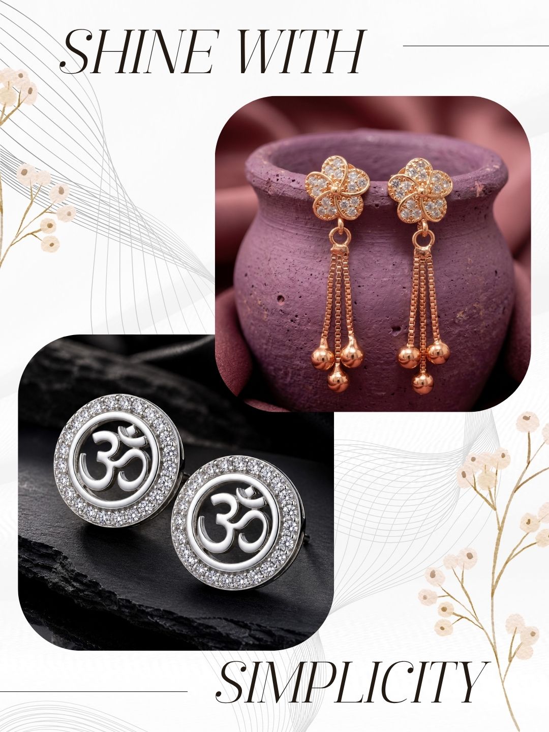 Elegant Sparkling Stone Stud Earrings Combo for Women and Girls