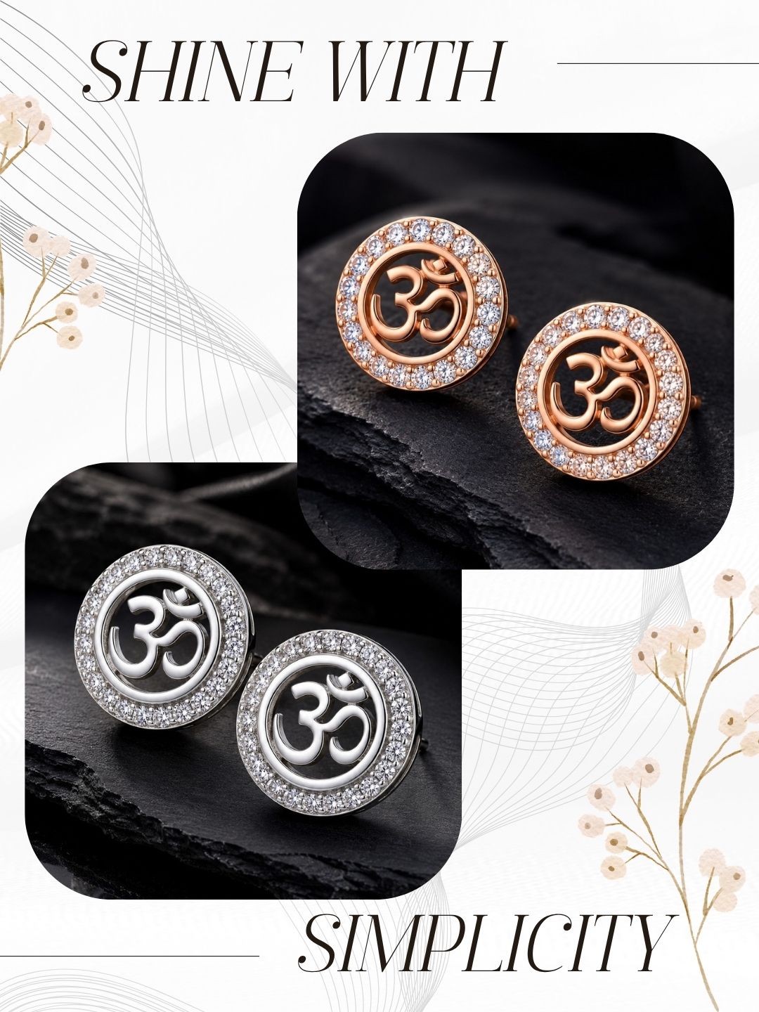 Elegant Sparkling Stone Stud Earrings Combo for Women and Girls