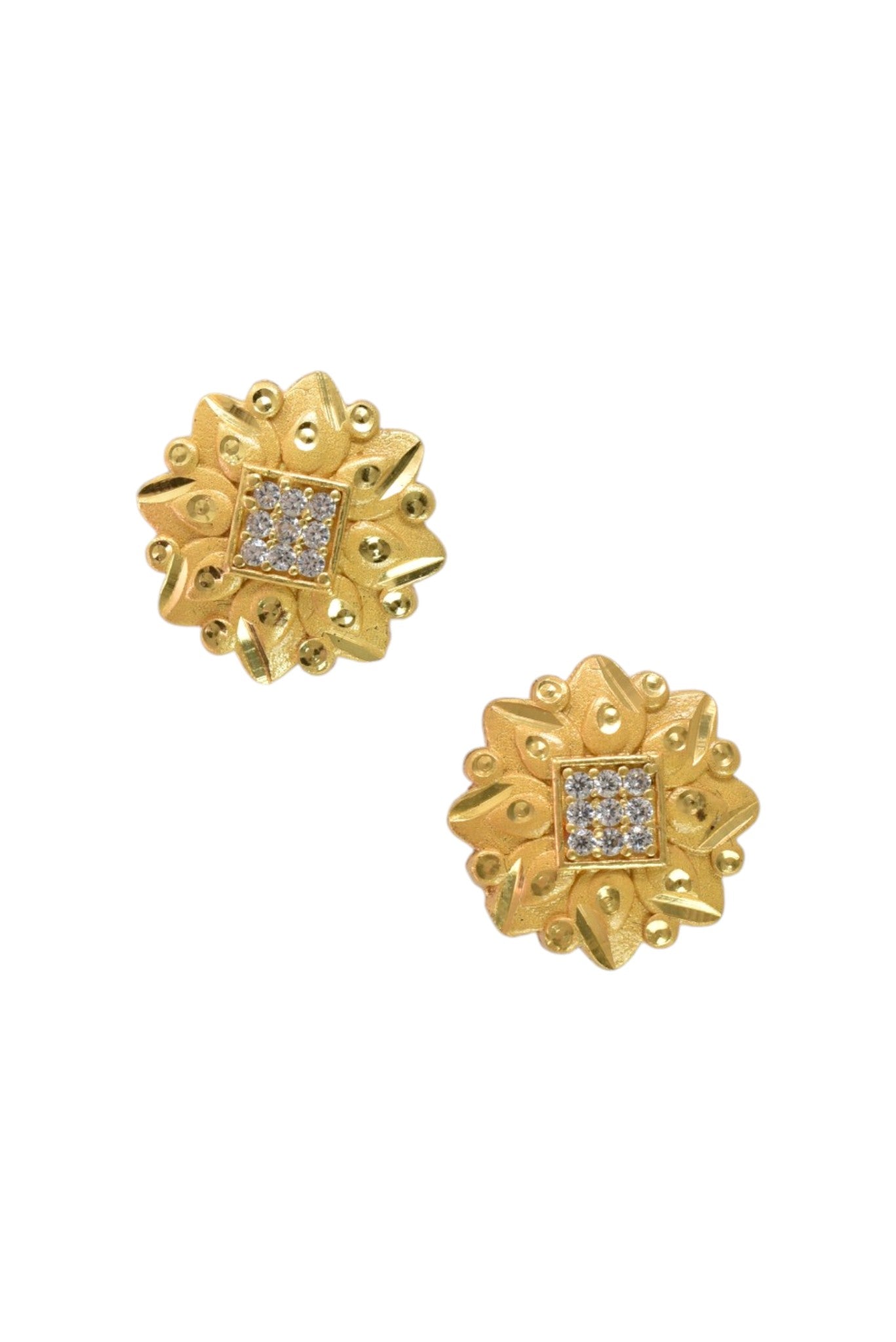 Gold-Toned Stone Stud Earrings with Elegant Finish for Women and Girls