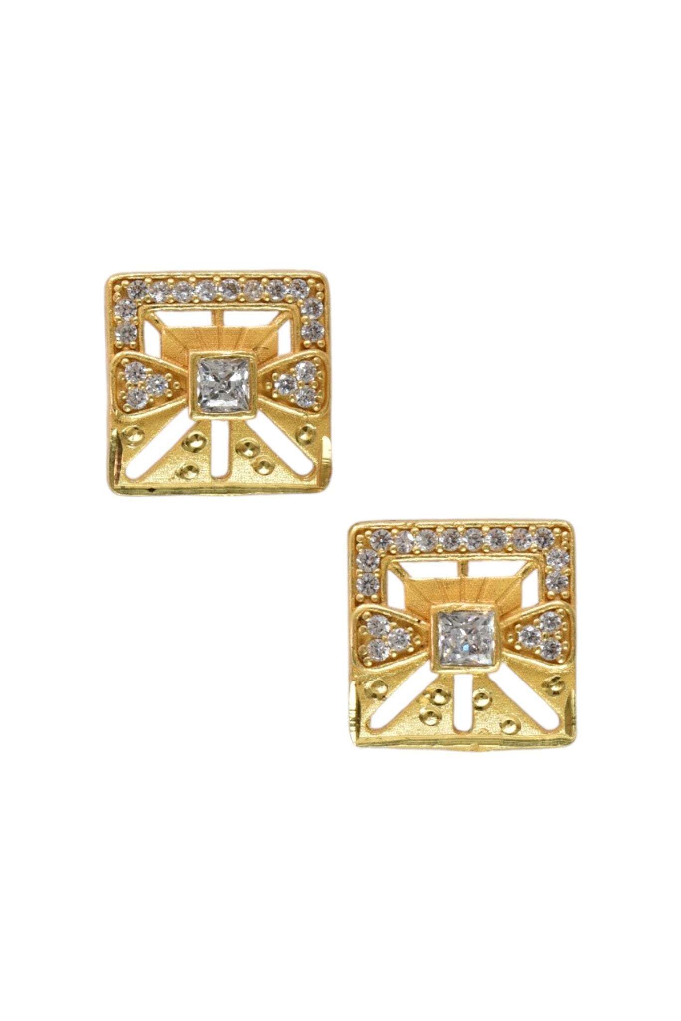 Gold-Toned Stone Stud Earrings with Elegant Finish for Women and Girls