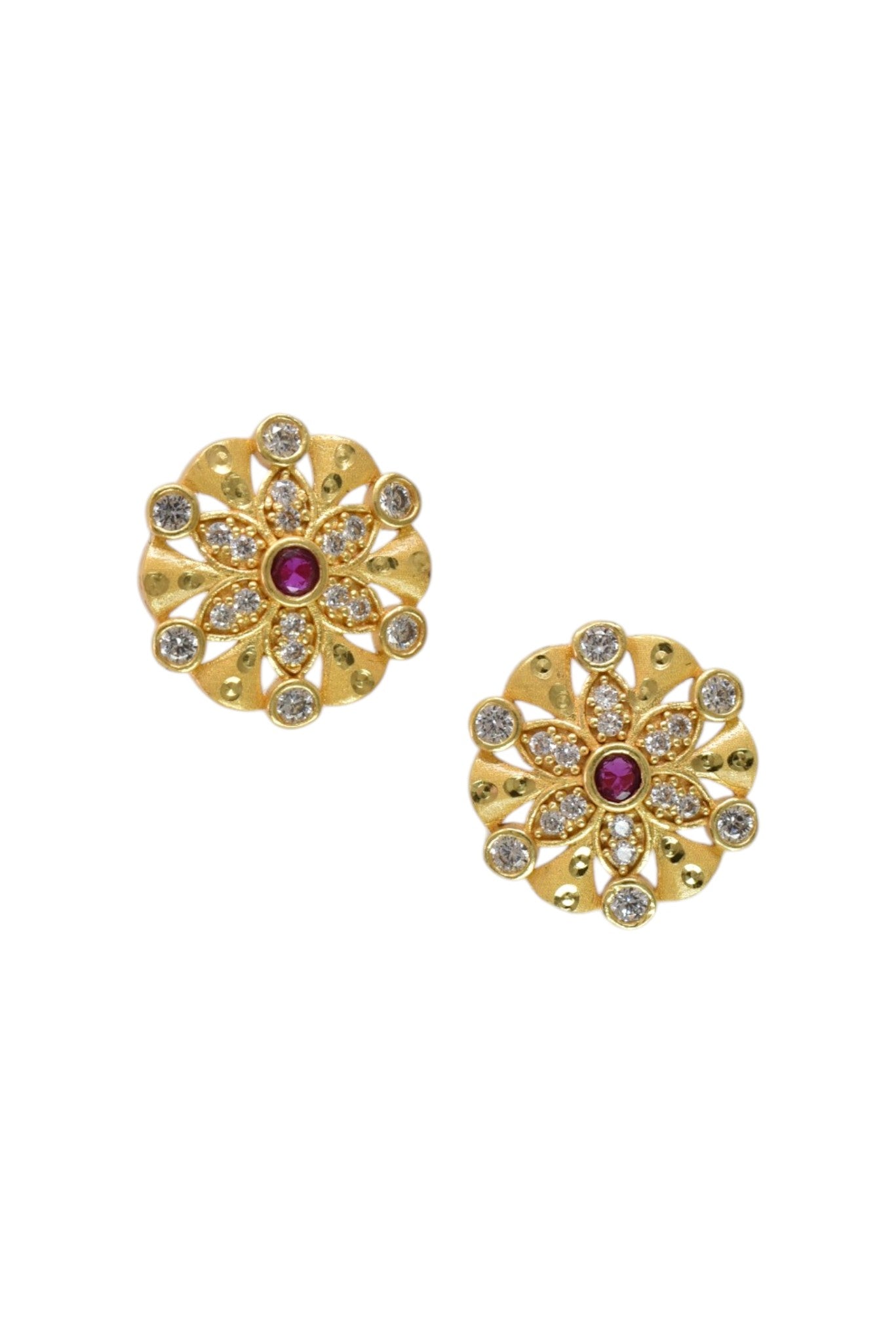 Gold-Toned Stone Stud Earrings with Elegant Finish for Women and Girls